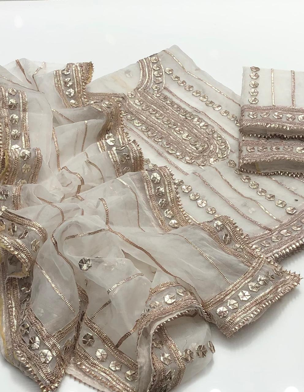 Pure Organza Handmade LCD Gota Kinari Heavy Work 2 PC Unstitched