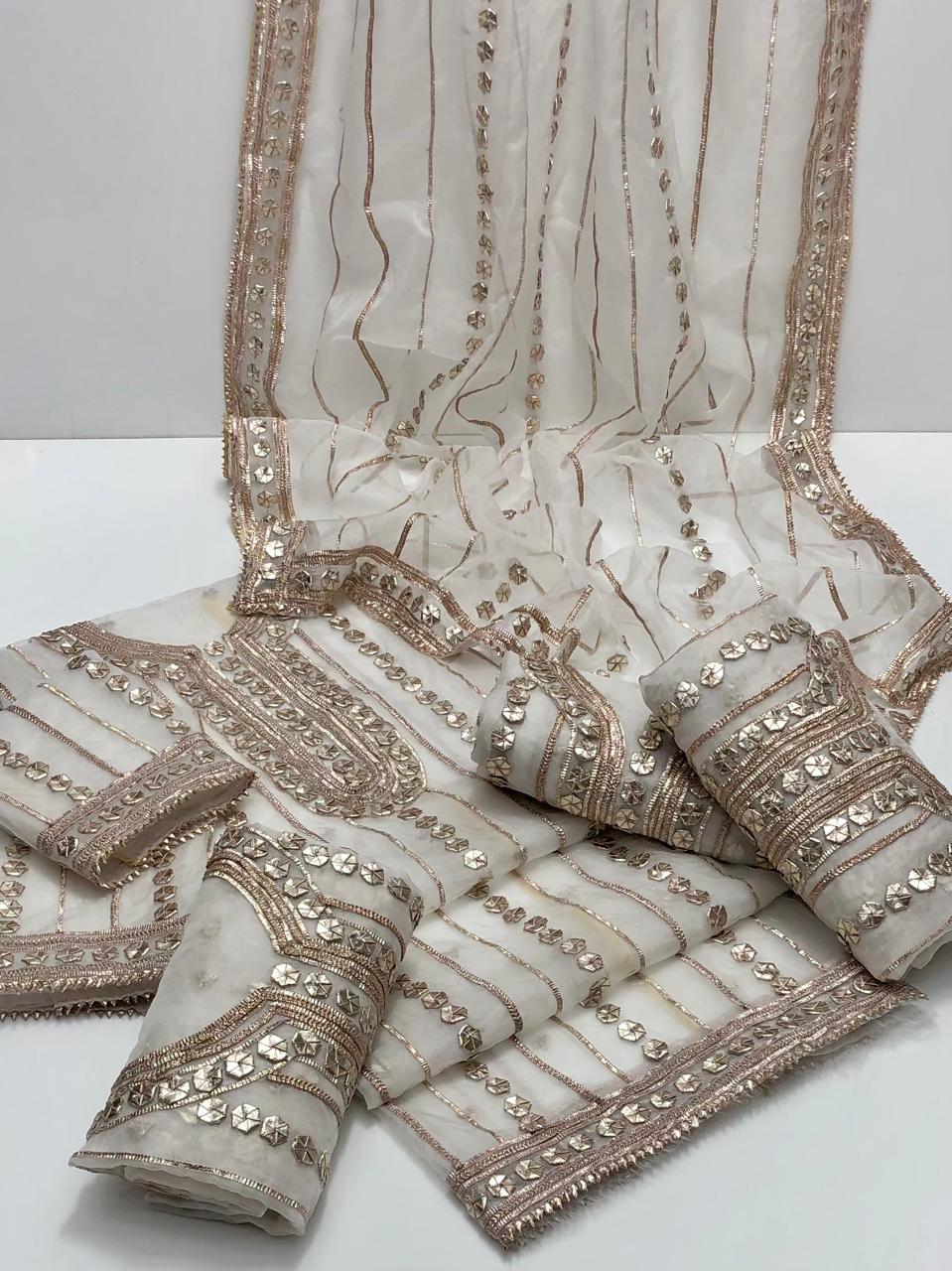 Pure Organza Handmade LCD Gota Kinari Heavy Work 2 PC Unstitched