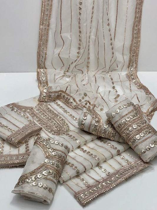 Pure Organza Handmade LCD Gota Kinari Heavy Work 2 PC Unstitched