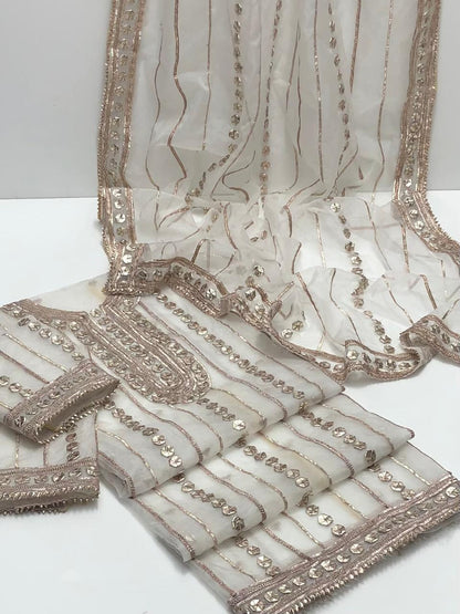 Pure Organza Handmade LCD Gota Kinari Heavy Work 2 PC Unstitched