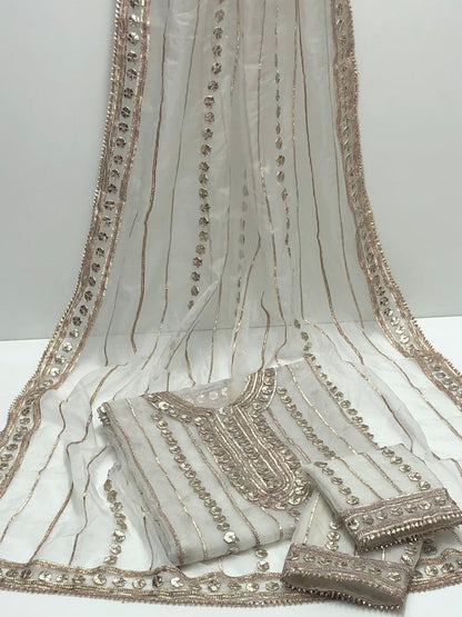 Pure Organza Handmade LCD Gota Kinari Heavy Work 2 PC Unstitched