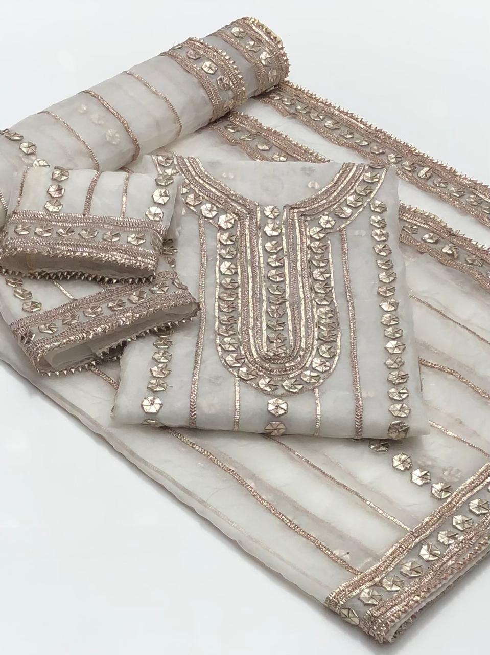 Pure Organza Handmade LCD Gota Kinari Heavy Work 2 PC Unstitched