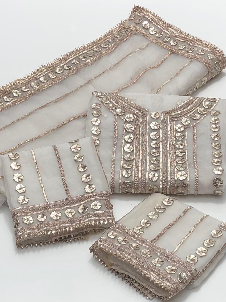 Pure Organza Handmade LCD Gota Kinari Heavy Work 2 PC Unstitched