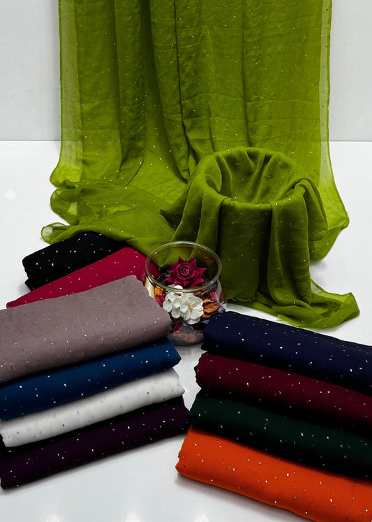 Handmade Chatta Mukaish Work 2 PC Soft Crinkle Chiffon Suit Unstitched