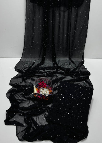 Handmade Chatta Mukaish Work 2 PC Soft Crinkle Chiffon Suit Unstitched