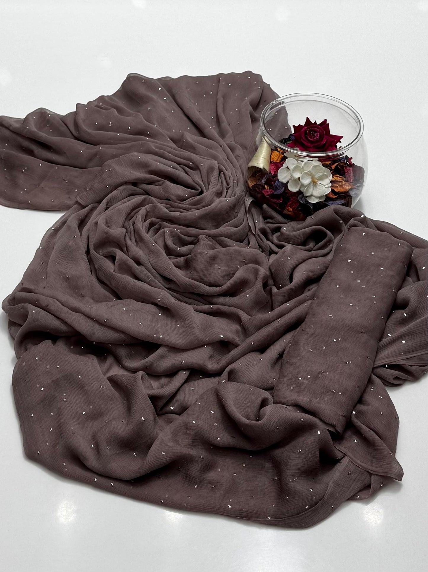 Handmade Chatta Mukaish Work 2 PC Soft Crinkle Chiffon Suit Unstitched