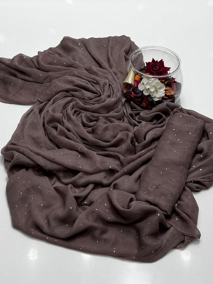 Handmade Chatta Mukaish Work 2 PC Soft Crinkle Chiffon Suit Unstitched