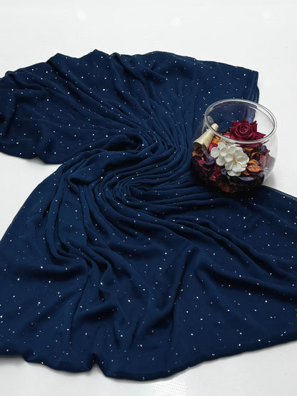 Handmade Chatta Mukaish Work 2 PC Soft Crinkle Chiffon Suit Unstitched