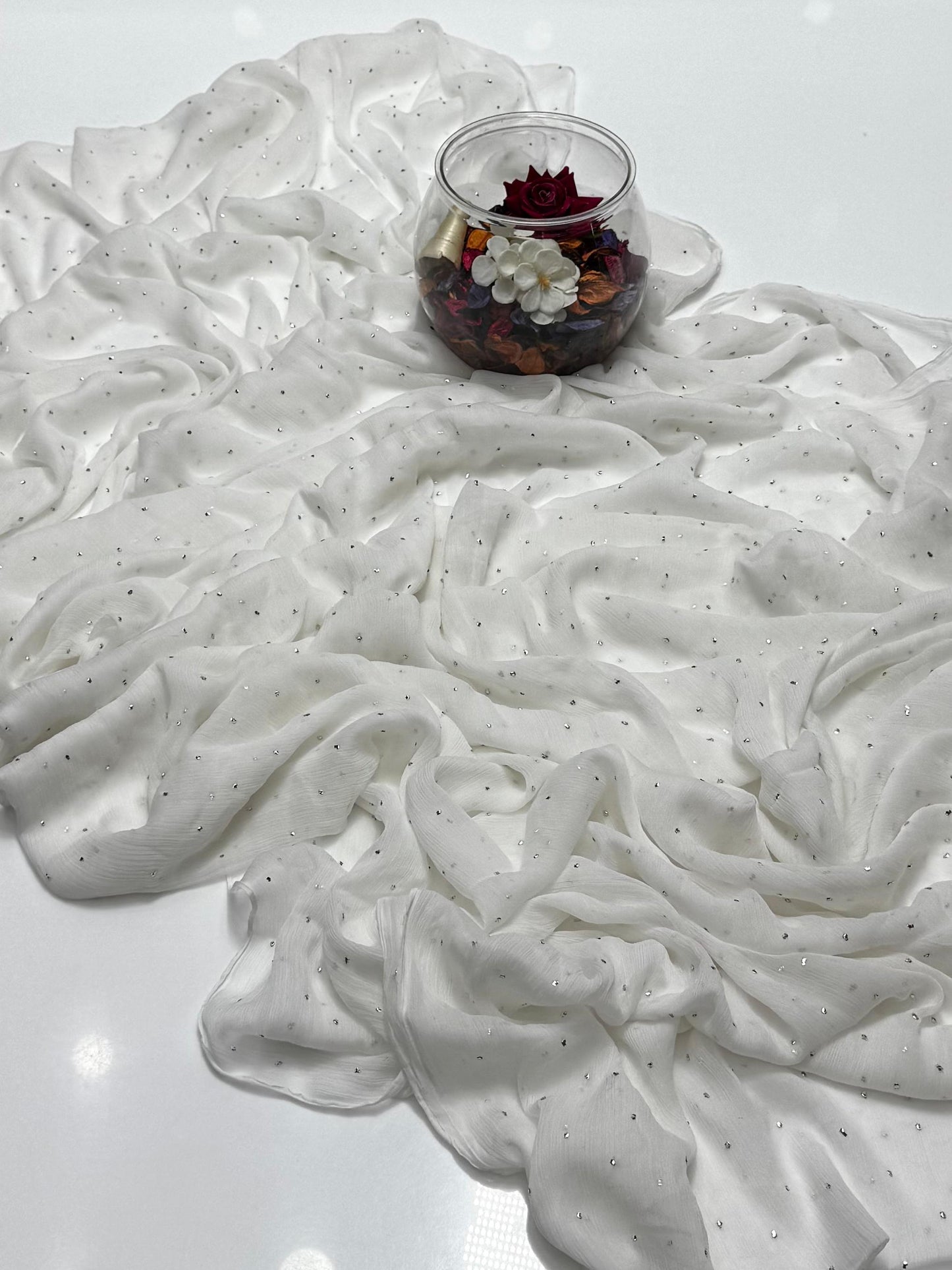 Handmade Chatta Mukaish Work 2 PC Soft Crinkle Chiffon Suit Unstitched