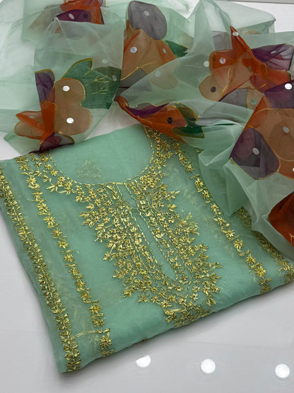 Soft Organza Gotta Work Shirt with Oil Paint Organza Dupatta