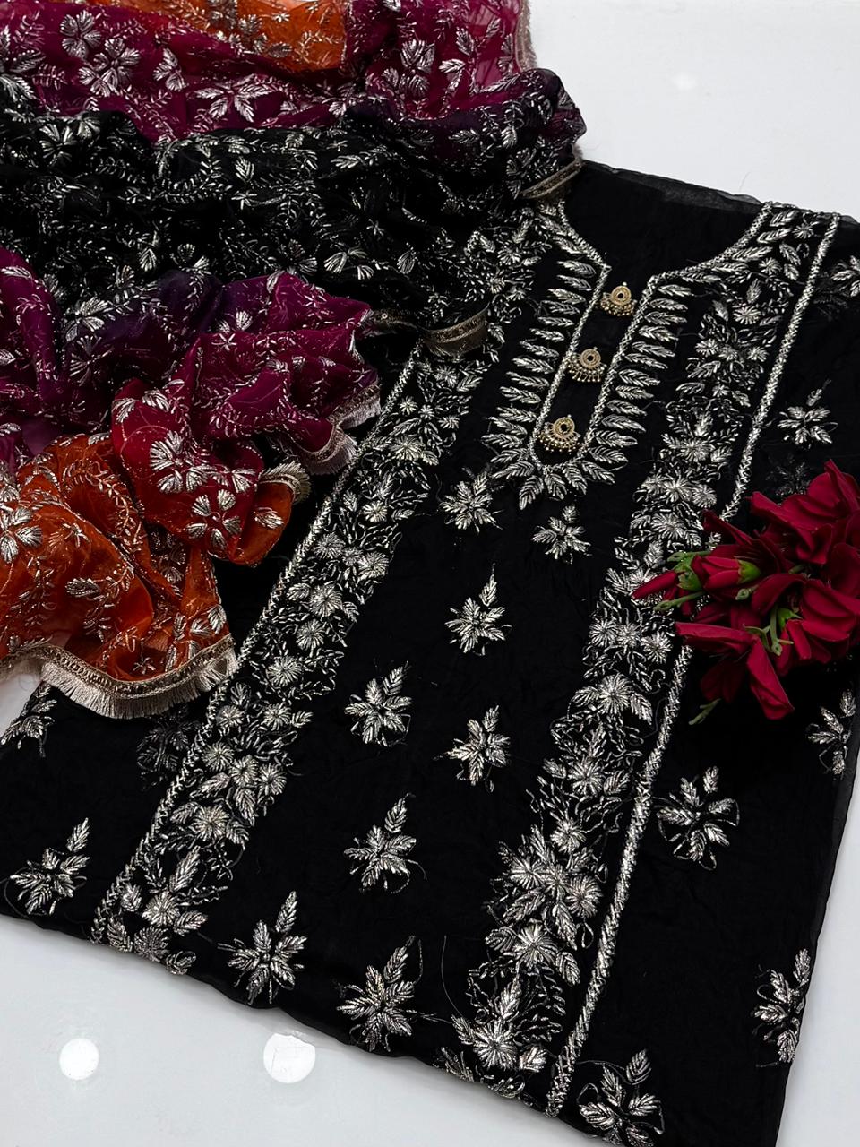 Pure Organza Gotta Work with Three Shaded Dupatt 2 Pc Suit