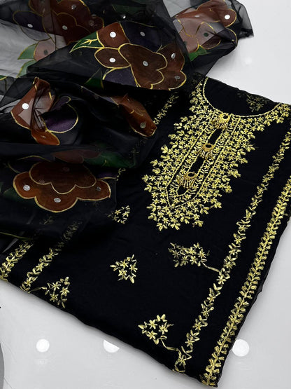 Soft Organza Gotta Work Shirt with Oil Paint Organza Dupatta