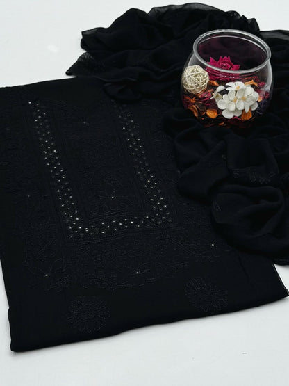 Chiffon Shadow Chikenkari with Mirror Work 2 Pc suit