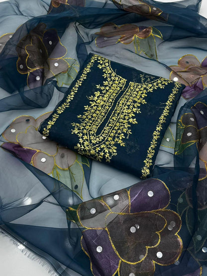 Soft Organza Gotta Work Shirt with Oil Paint Organza Dupatta