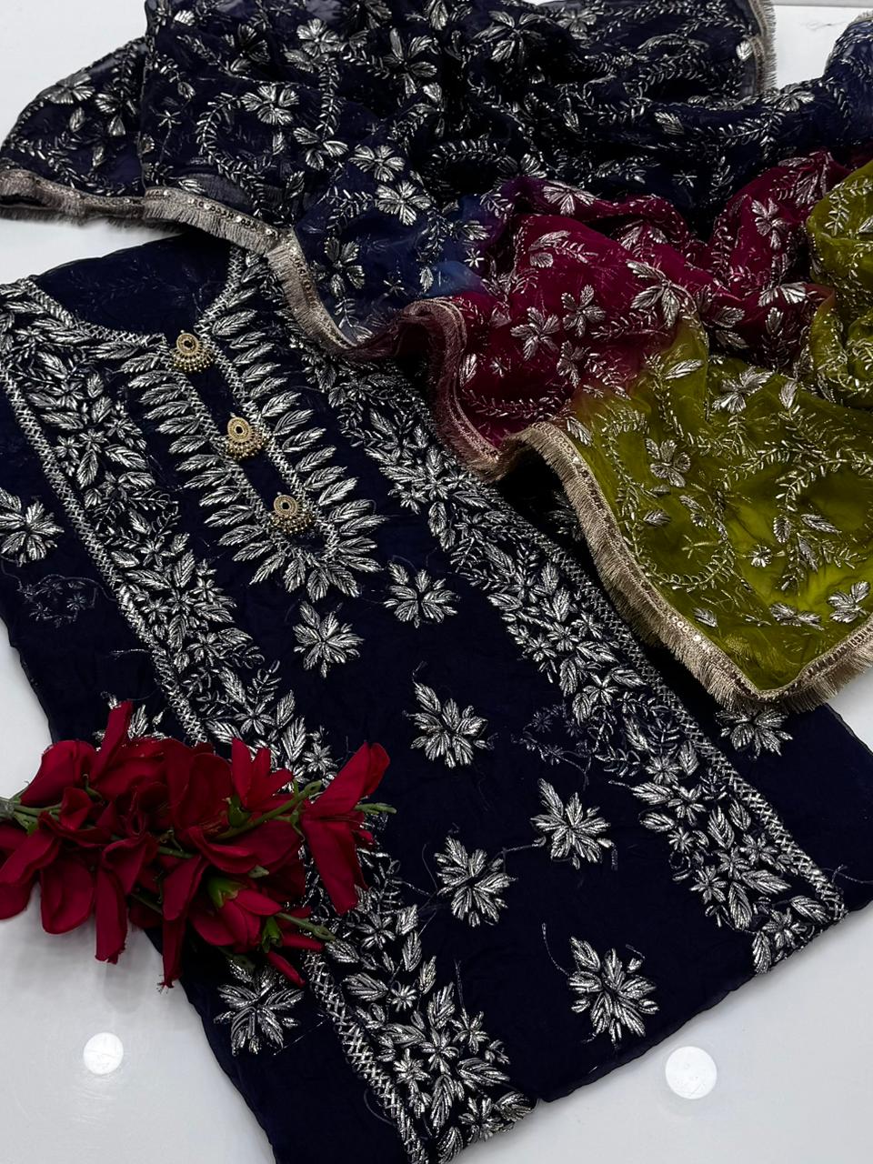 Pure Organza Gotta Work with Three Shaded Dupatt 2 Pc Suit