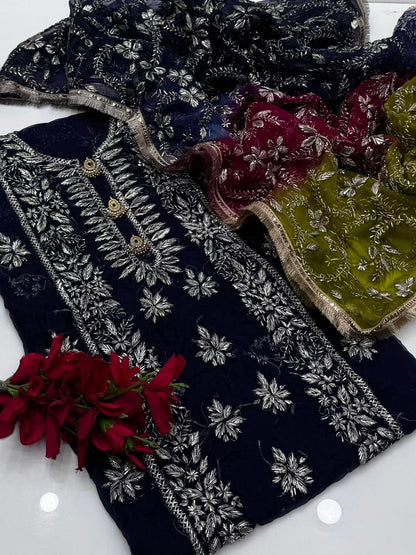 Pure Organza Gotta Work with Three Shaded Dupatt 2 Pc Suit