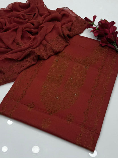 Pakka Shesha Work GTM Lawn 3 Pcs Suit