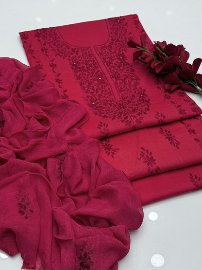 Pakka Shesha Work GTM Lawn 3 Pcs Suit