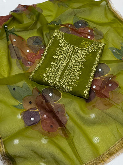 Soft Organza Gotta Work Shirt with Oil Paint Organza Dupatta