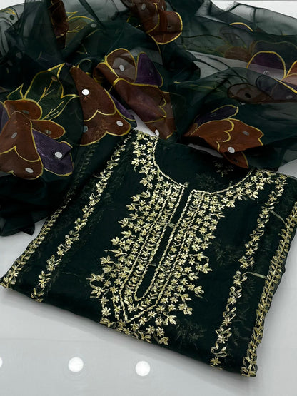 Soft Organza Gotta Work Shirt with Oil Paint Organza Dupatta