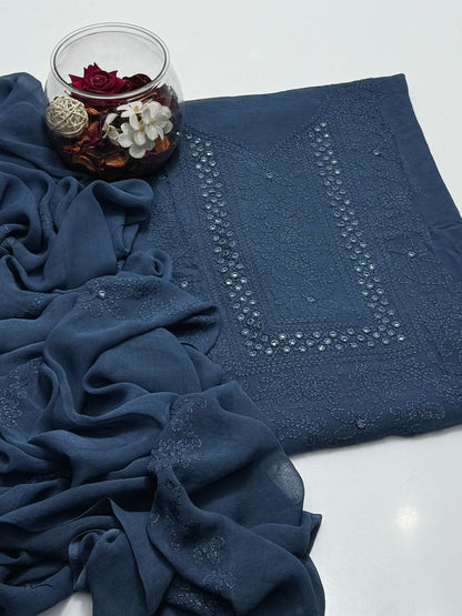 Chiffon Shadow Chikenkari with Mirror Work 2 Pc suit