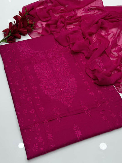 Pakka Shesha Work GTM Lawn 3 Pcs Suit