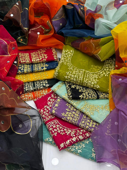 Soft Organza Gotta Work Shirt with Oil Paint Organza Dupatta