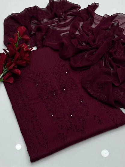 Pakka Shesha Work GTM Lawn 3 Pcs Suit