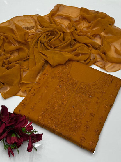 Pakka Shesha Work GTM Lawn 3 Pcs Suit