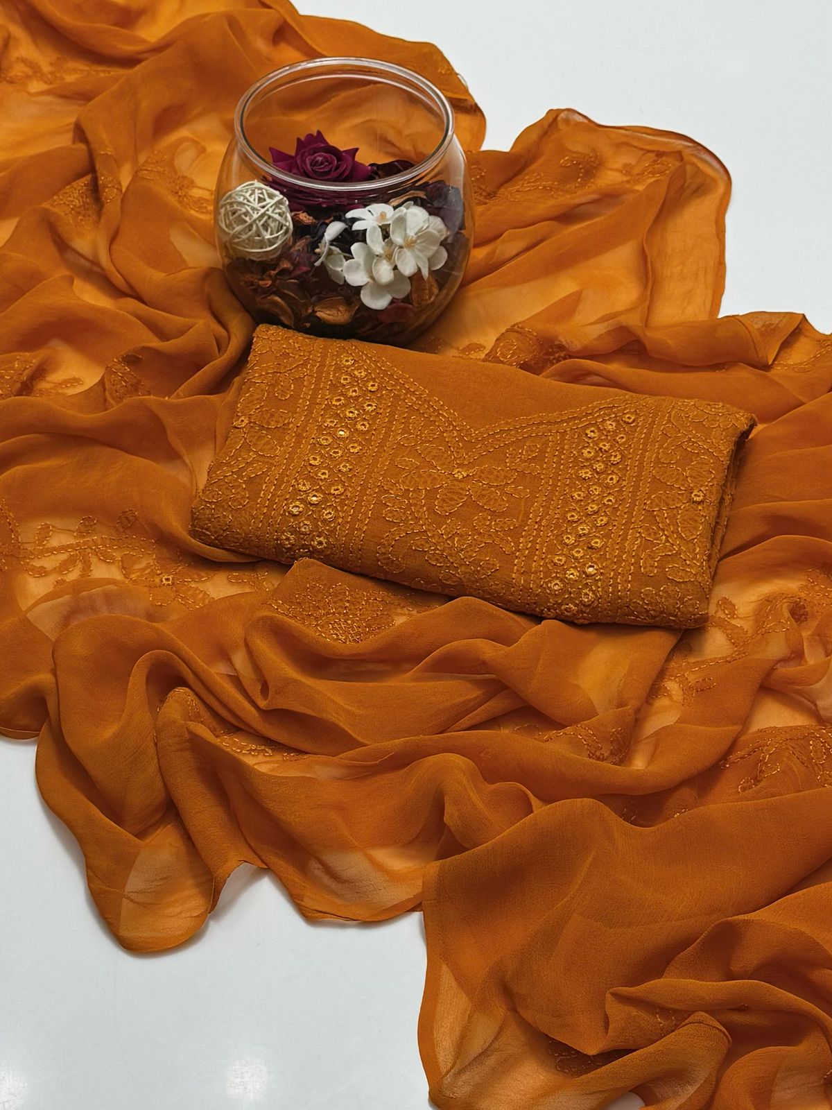 Chiffon Shadow Chikenkari with Mirror Work 2 Pc suit