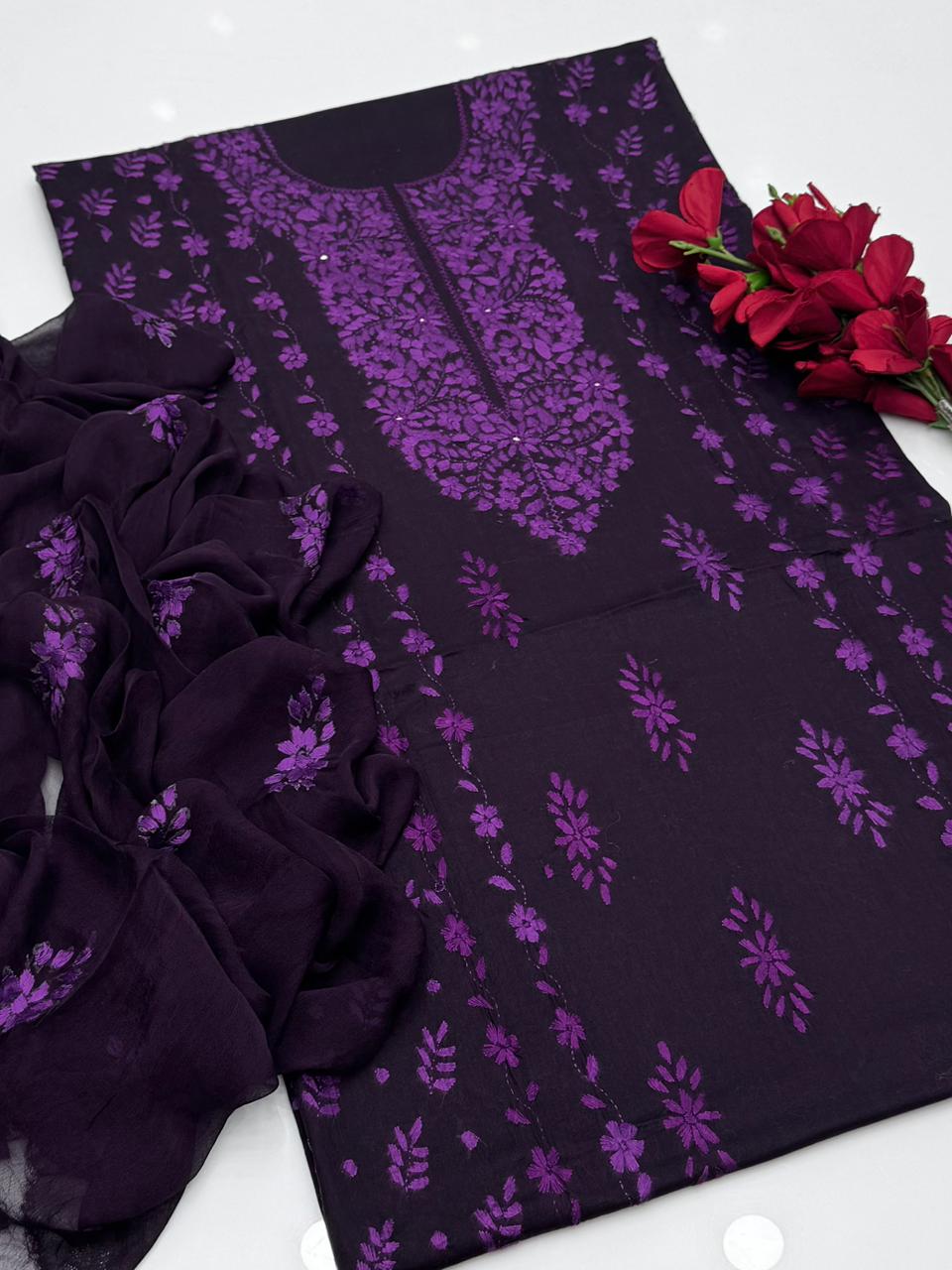 Pakka Shesha Work GTM Lawn 3 Pcs Suit