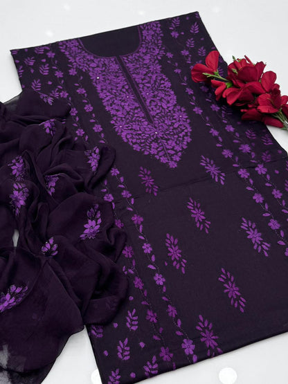 Pakka Shesha Work GTM Lawn 3 Pcs Suit