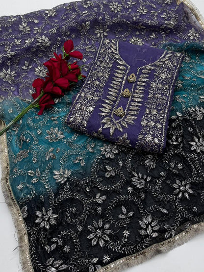 Pure Organza Gotta Work with Three Shaded Dupatt 2 Pc Suit