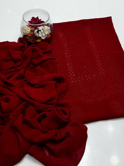 Chiffon Shadow Chikenkari with Mirror Work 2 Pc suit