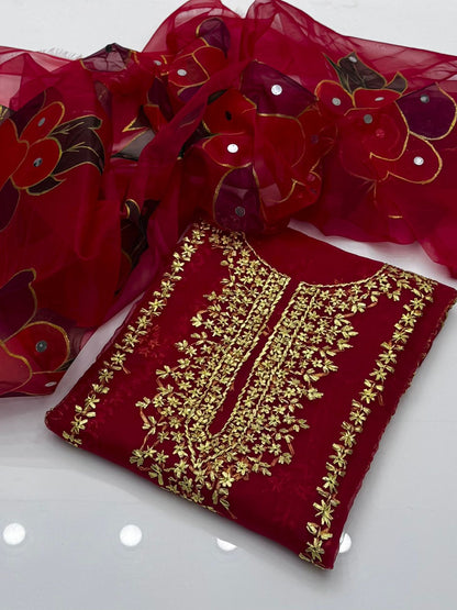 Soft Organza Gotta Work Shirt with Oil Paint Organza Dupatta