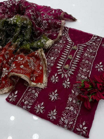 Pure Organza Gotta Work with Three Shaded Dupatt 2 Pc Suit