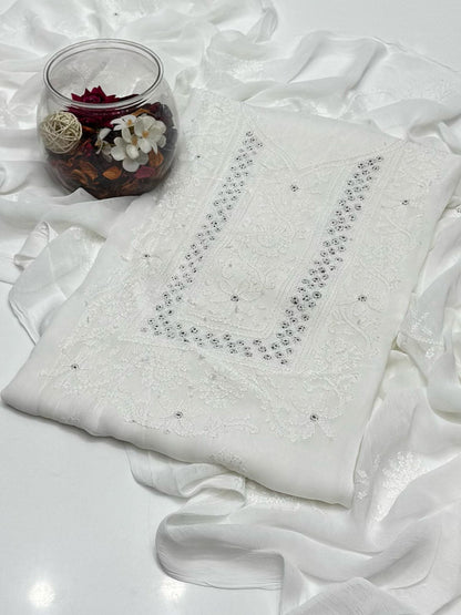 Chiffon Shadow Chikenkari with Mirror Work 2 Pc suit