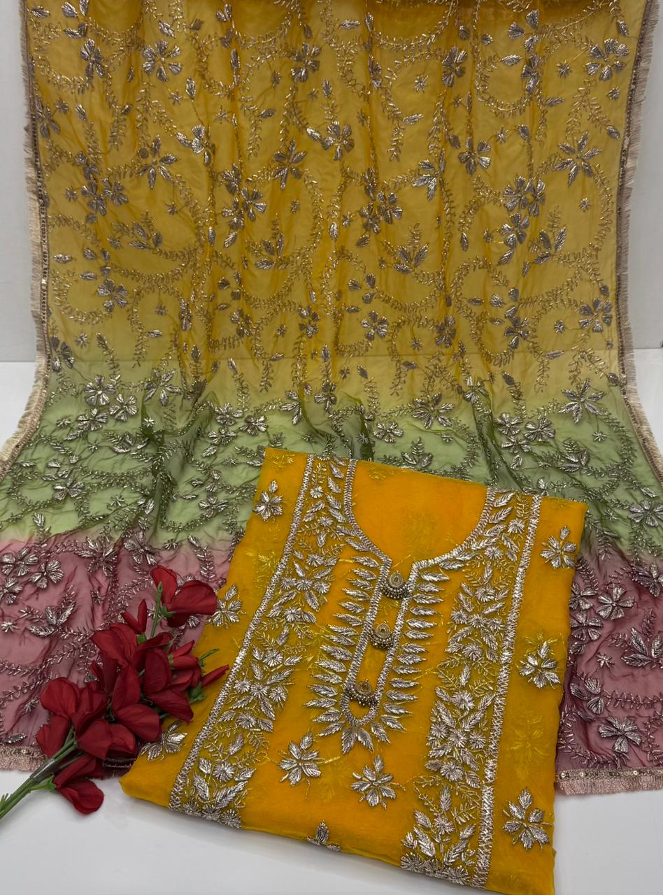 Pure Organza Gotta Work with Three Shaded Dupatt 2 Pc Suit