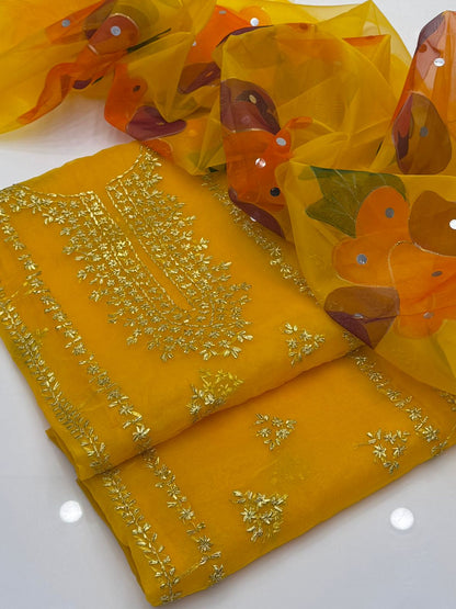 Soft Organza Gotta Work Shirt with Oil Paint Organza Dupatta